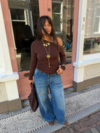 Livia off-shoulder top - bruin