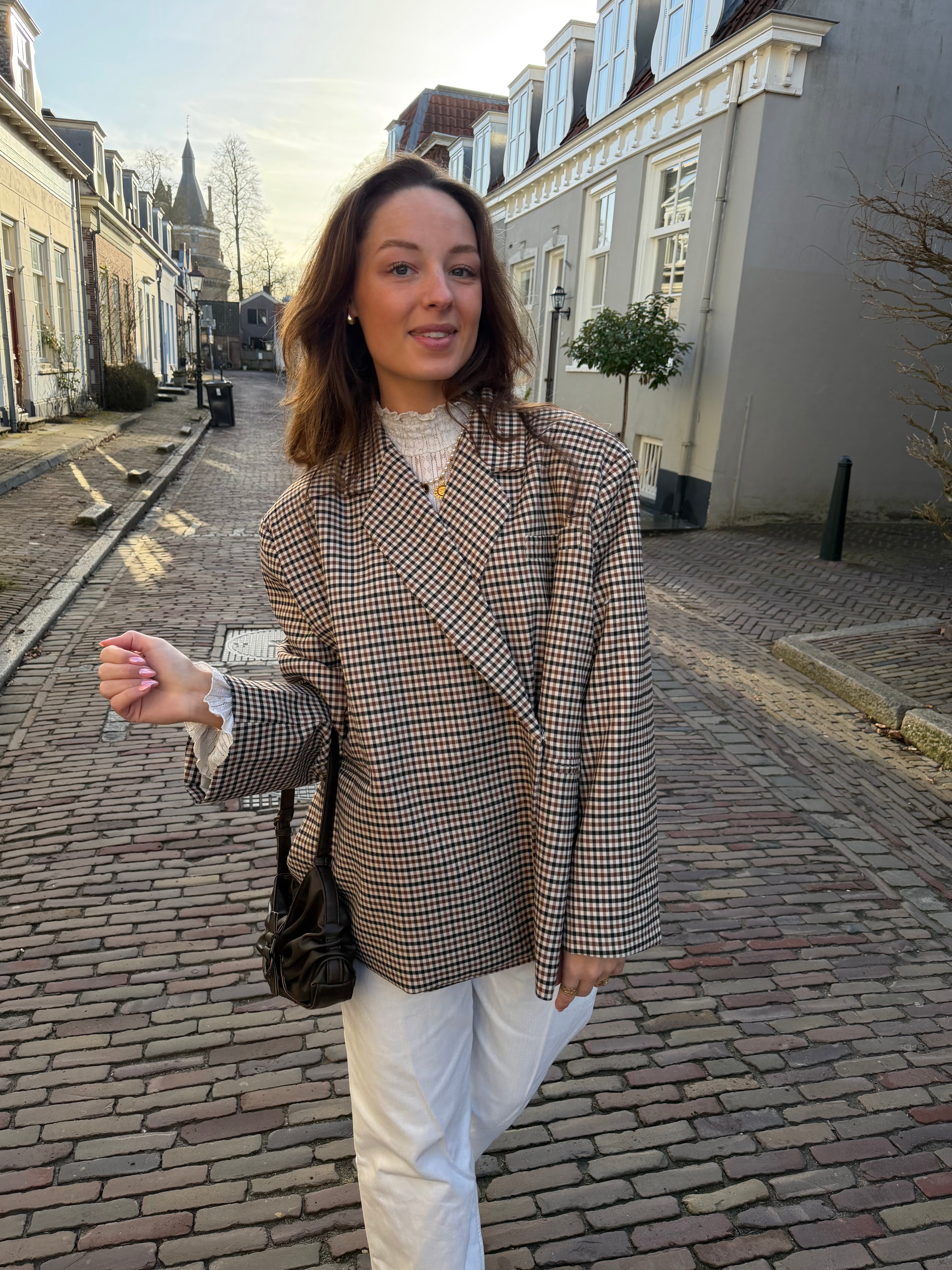 Boxy oversized blazer - geruit