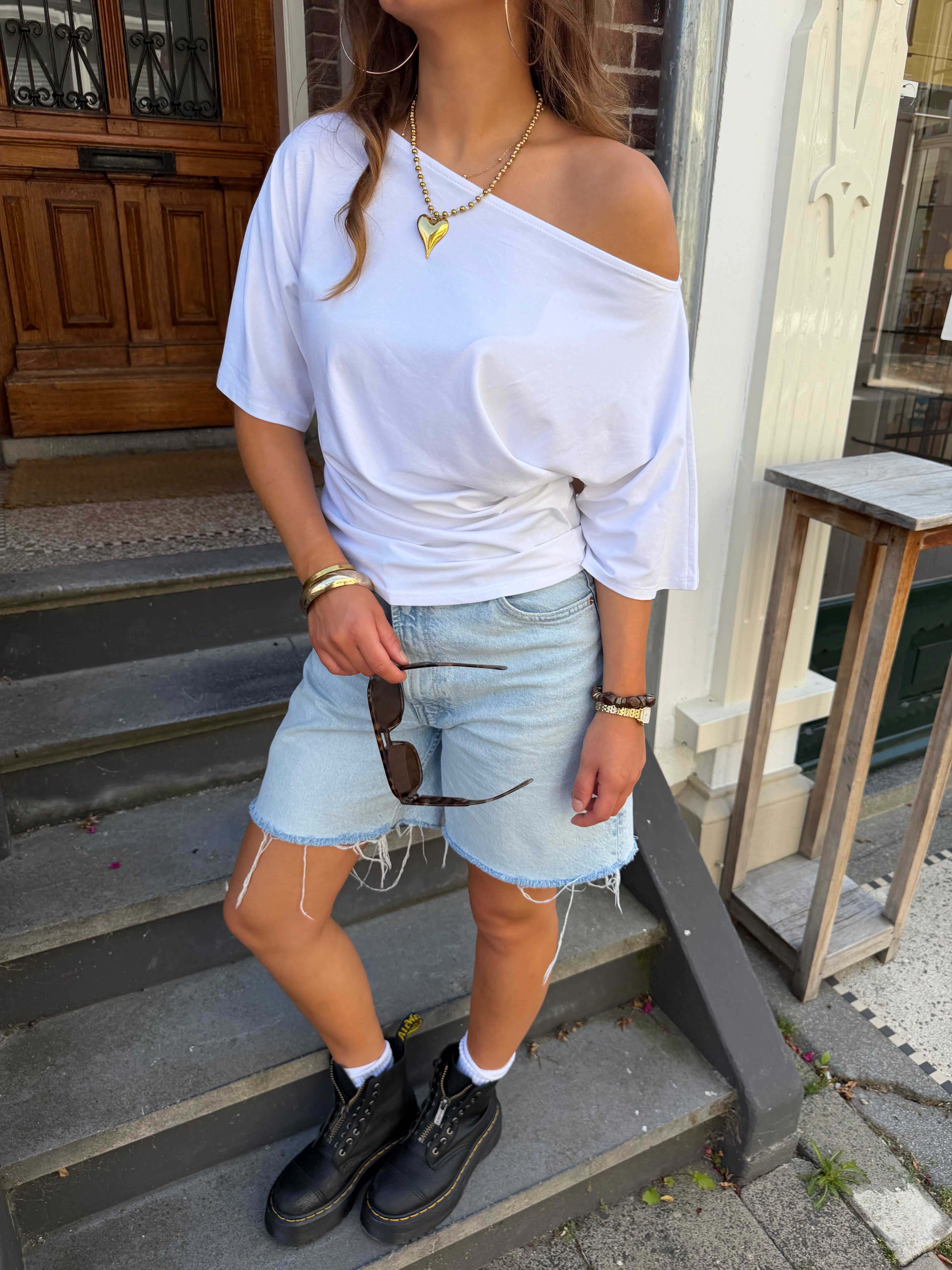 Lola off-shoulder top - wit