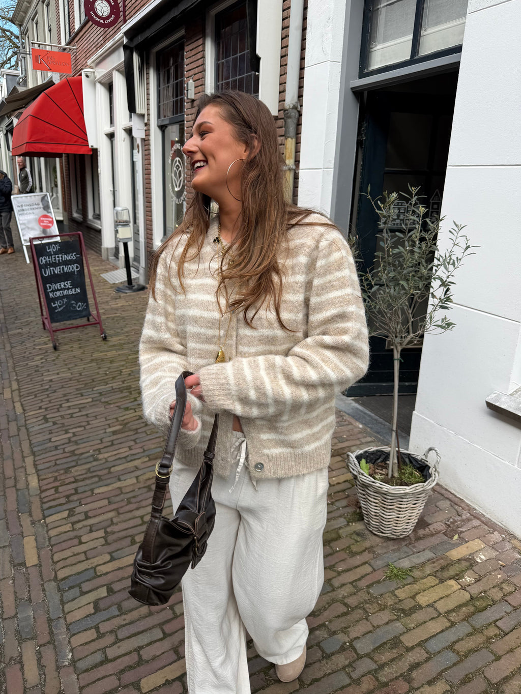 Isabella gebreid vest - creme/beige