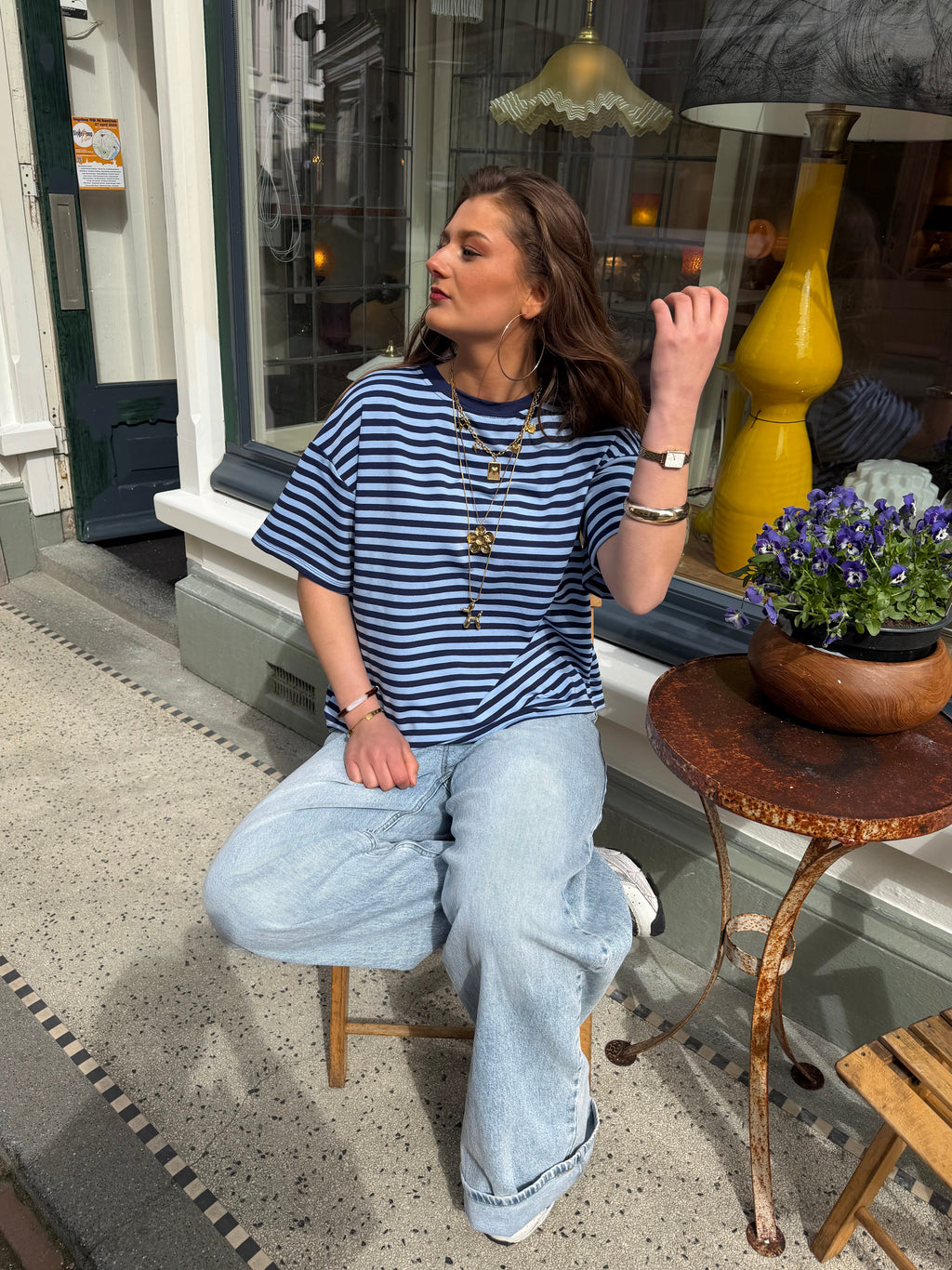 Pip striped t shirt - navy/blauw