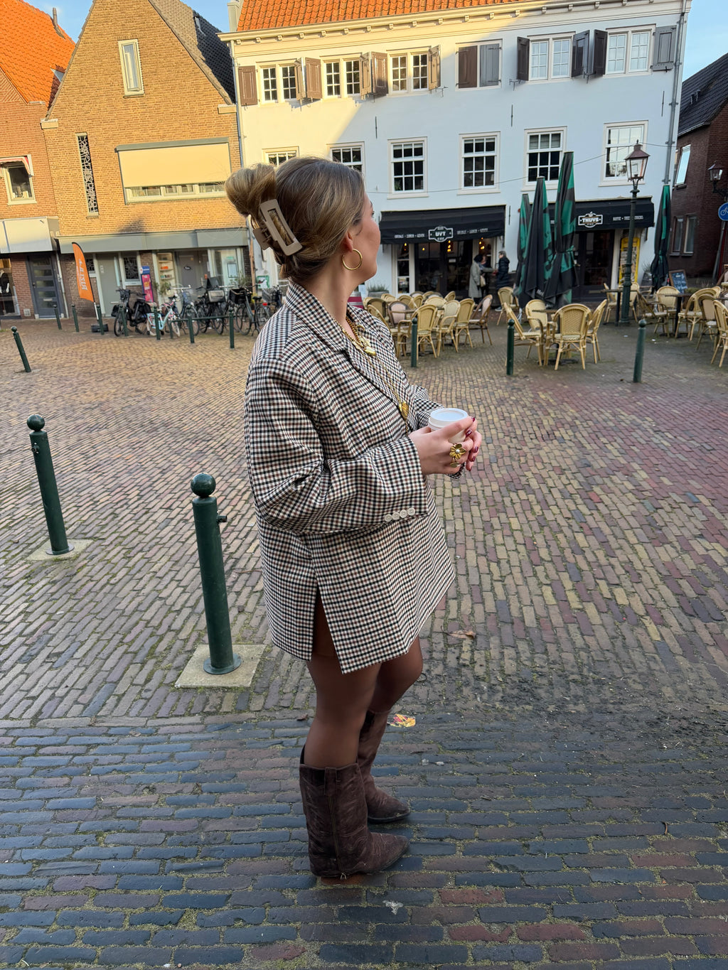 Boxy oversized blazer - geruit