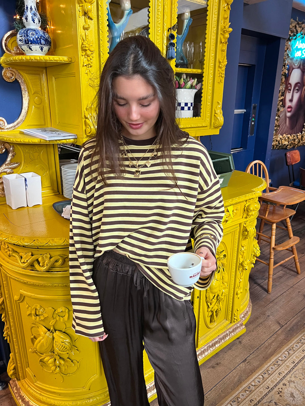 Eme striped top - geel/bruin