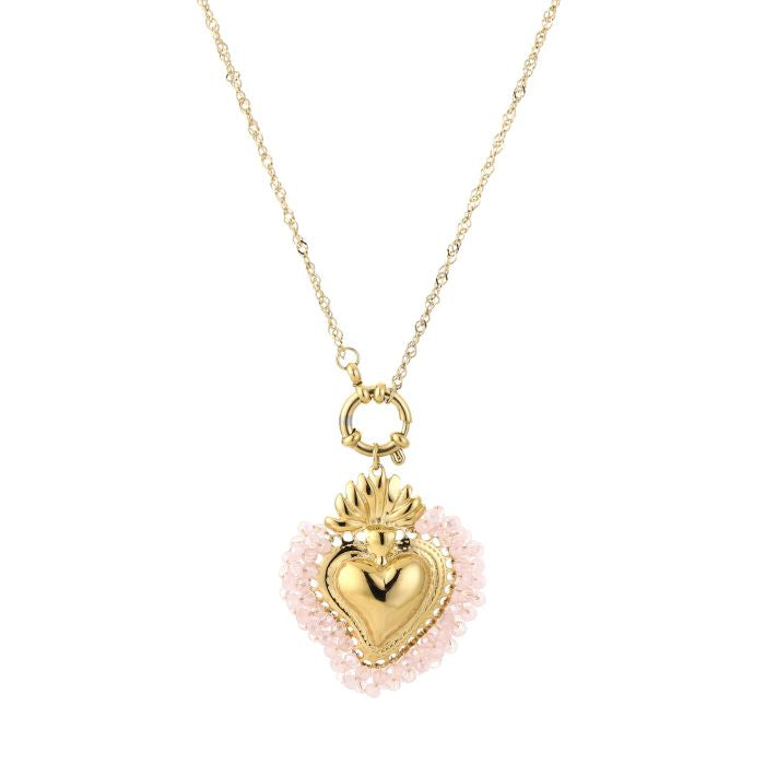 Statement heart & beads ketting
