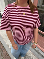 Pip striped t shirt - roze/rood