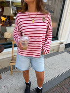 Lou striped top + broche