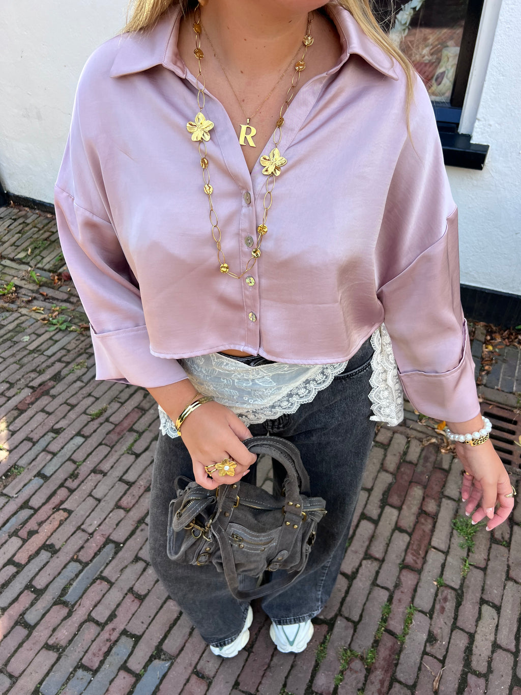Soleil Satin top - roze