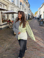 Oversized striped longsleeve - groen