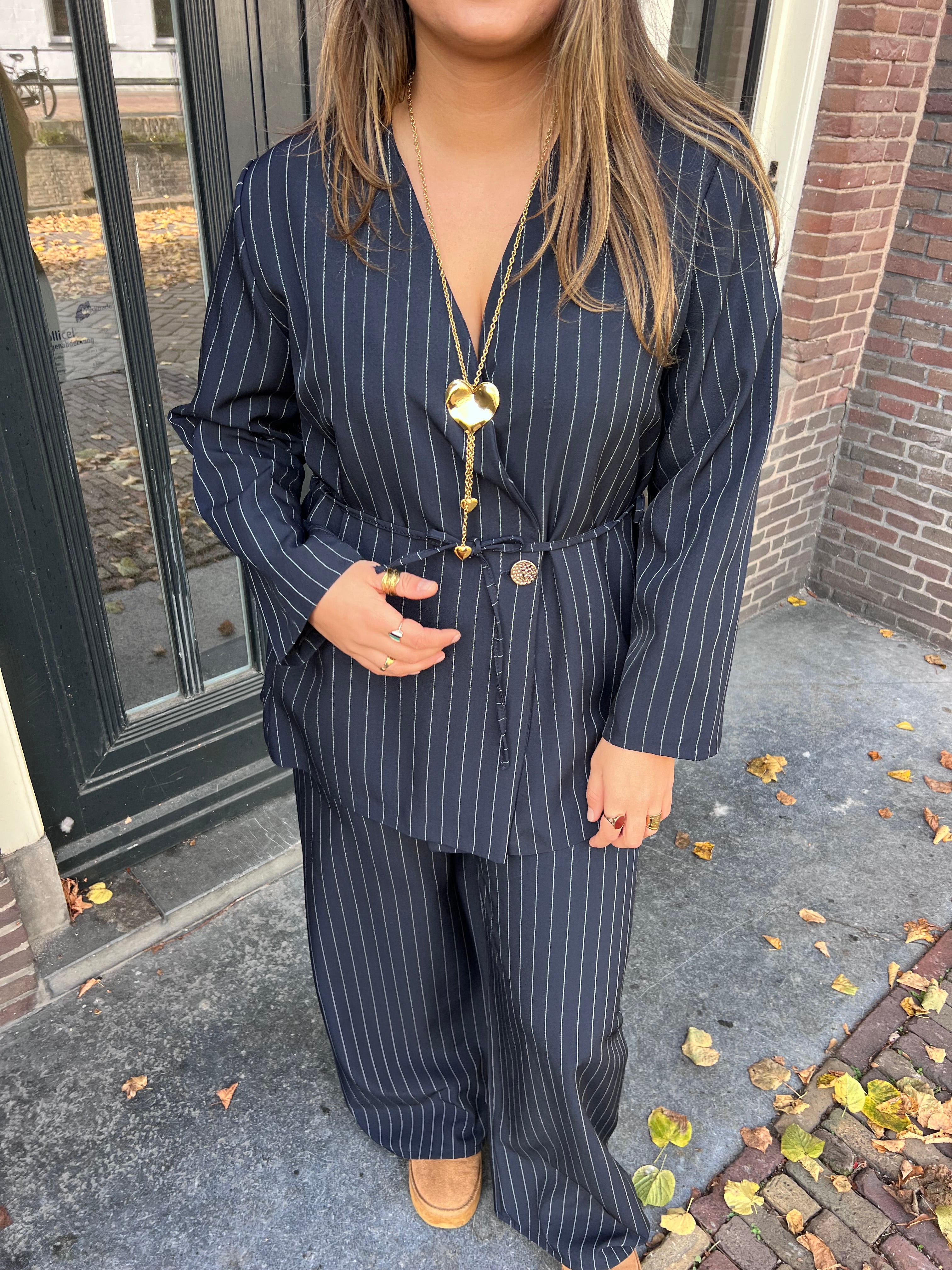 Florence striped pants - marineblauw