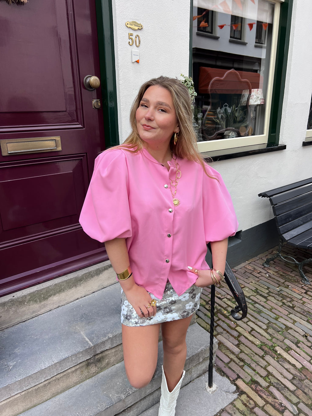 Estelle puff blouse - roze