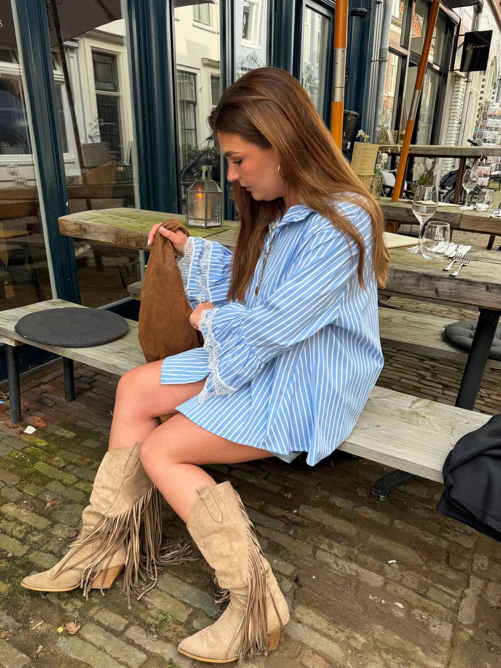 Frankie striped blouse - blauw