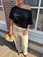 Lola off-shoulder top - zwart