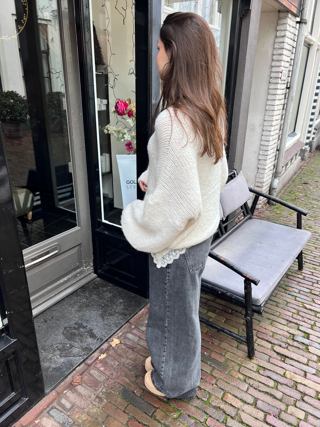 Pleun gebreide trui - gebroken wit