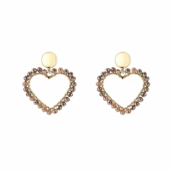 Love beads oorbellen - bruin