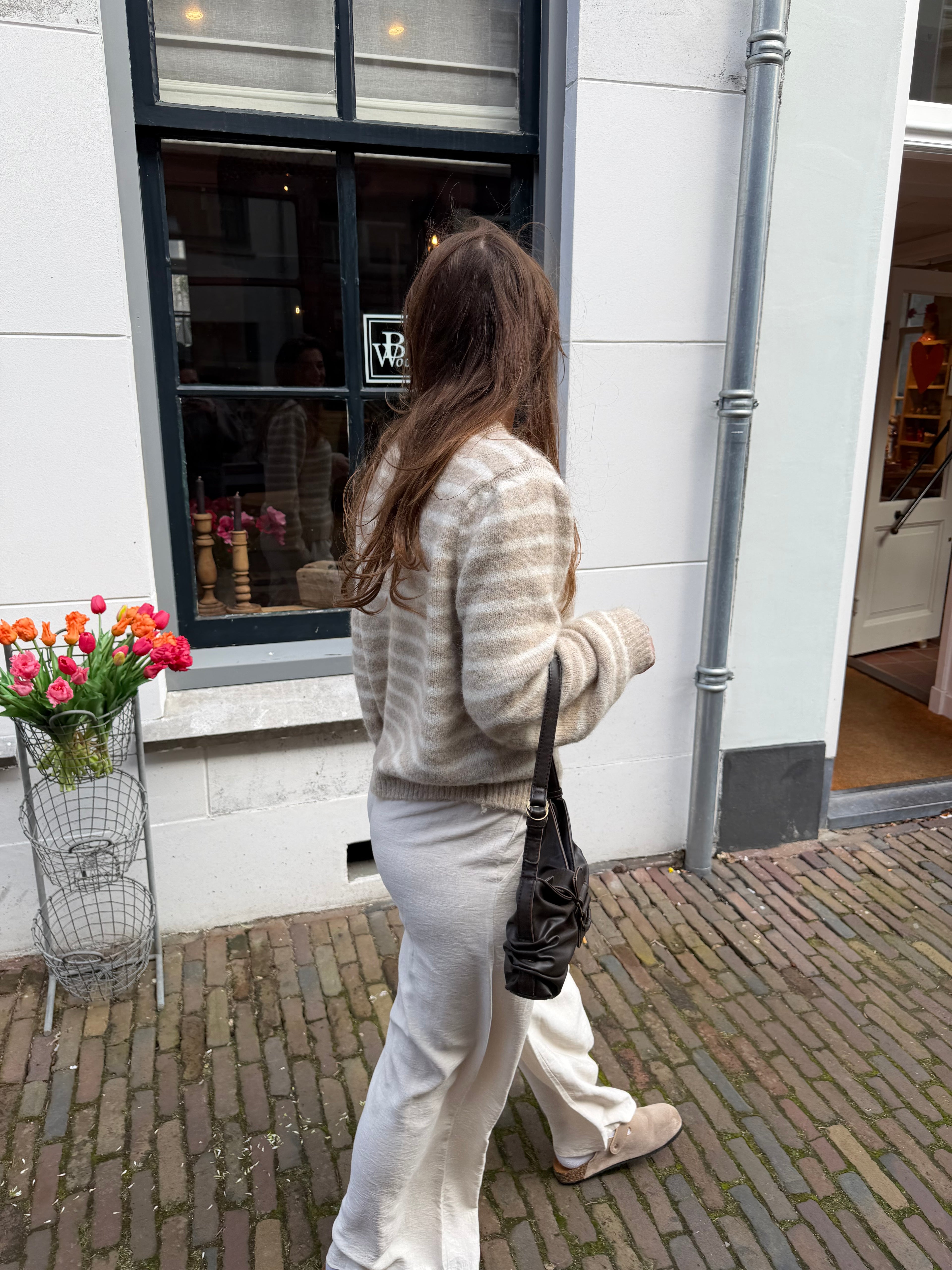 Isabella gebreid vest - creme/beige