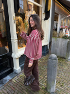 Eme striped top - bordeaux/creme