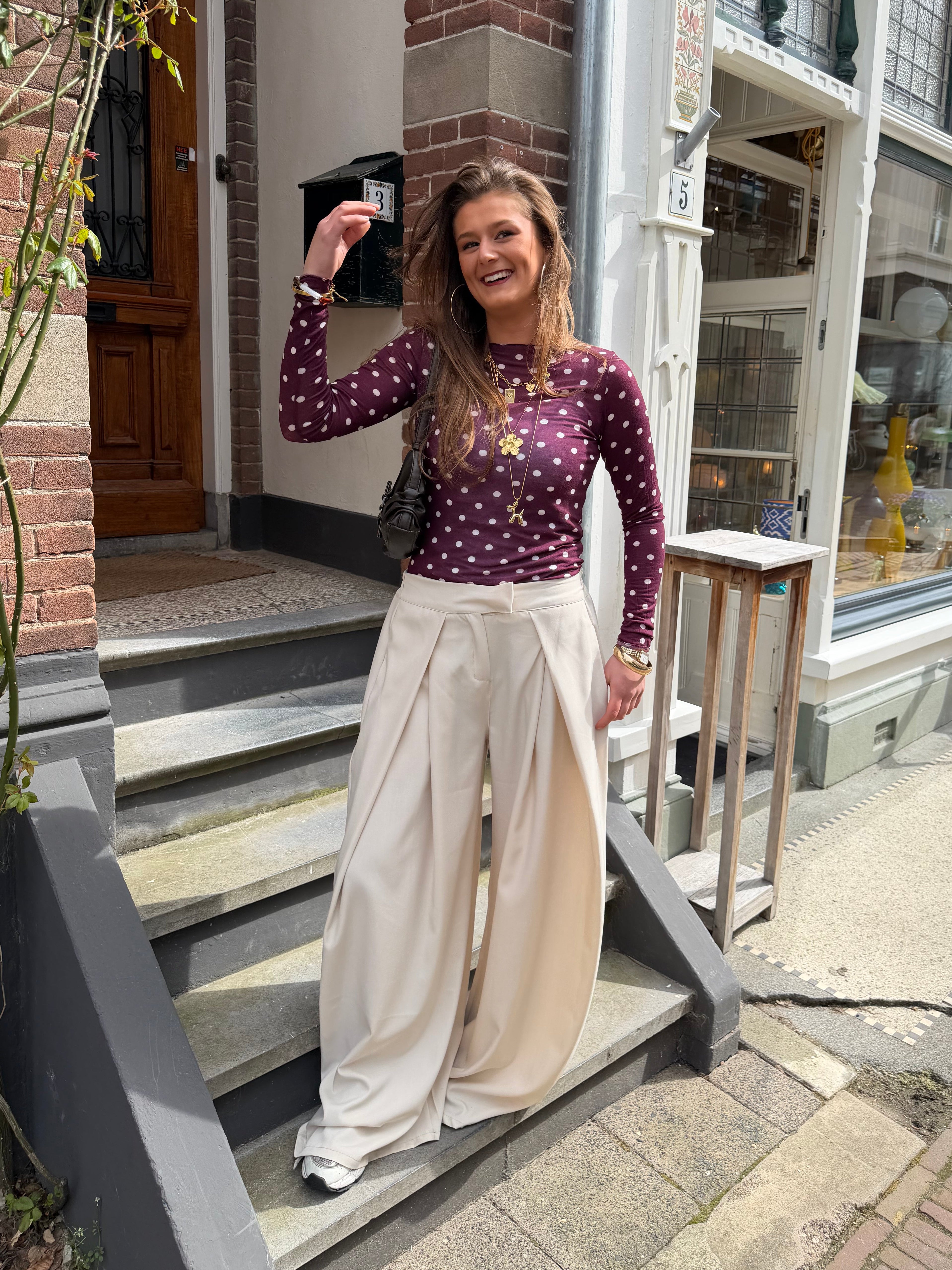 Jip wide pantalon - creme