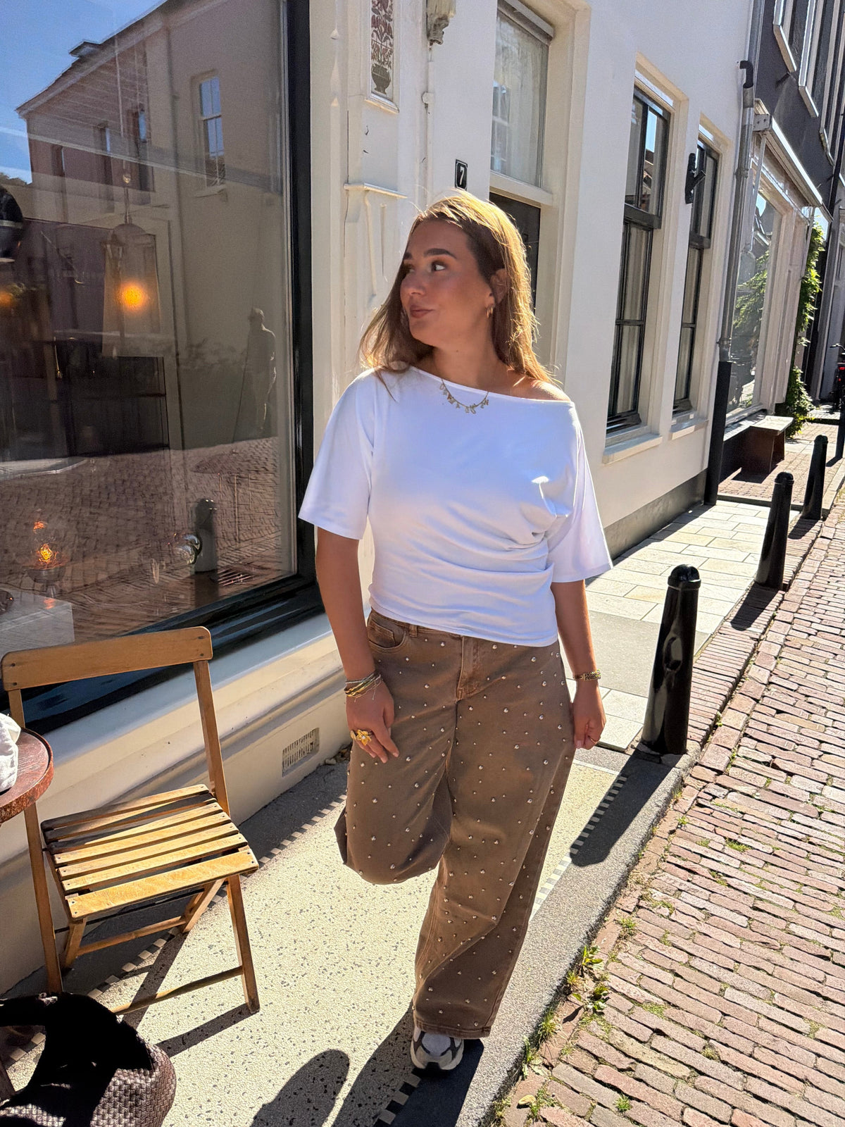 Lola off-shoulder top - wit