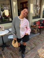 Oversized striped longsleeve - roze