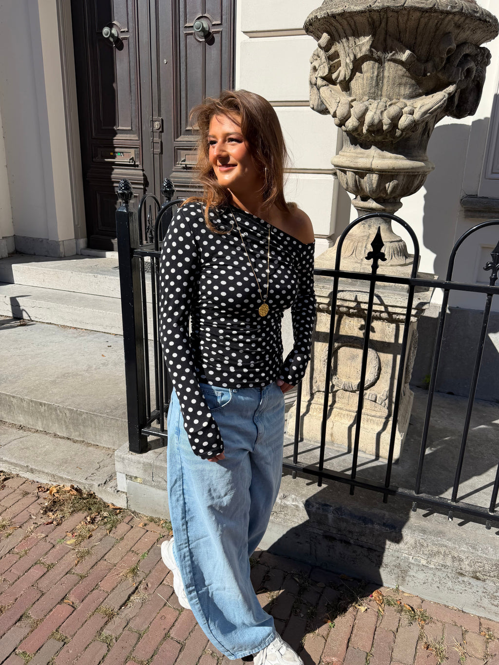 Livia off-shoulder top - polkadot