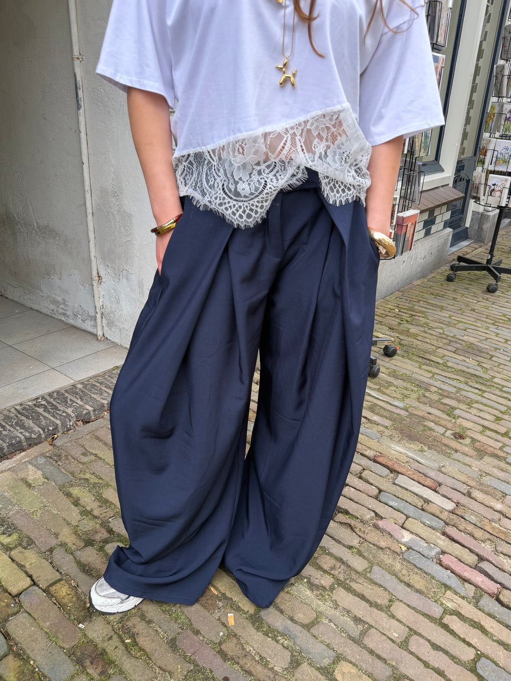 Jip wide pantalon - marineblauw