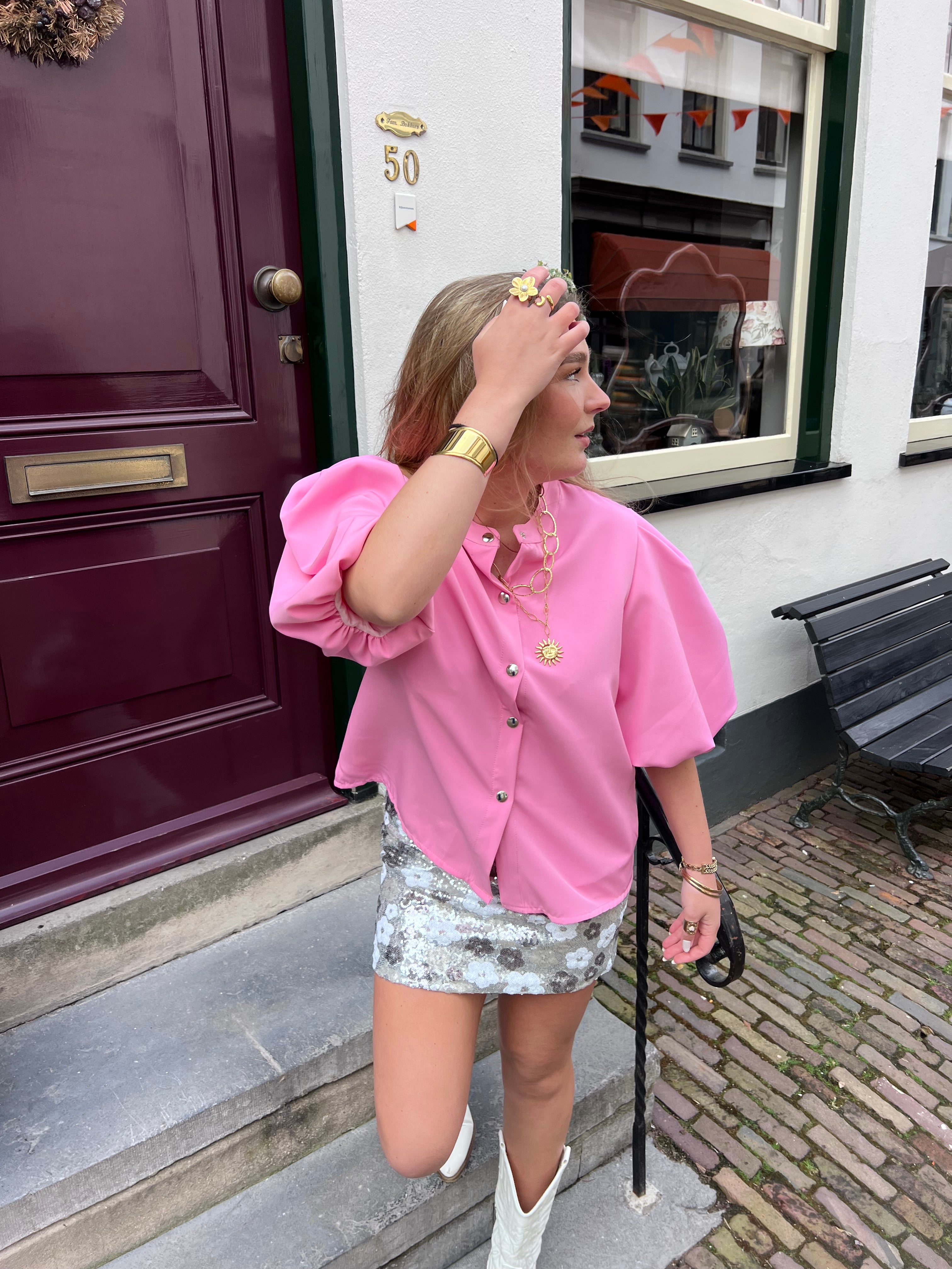 Estelle puff blouse - roze