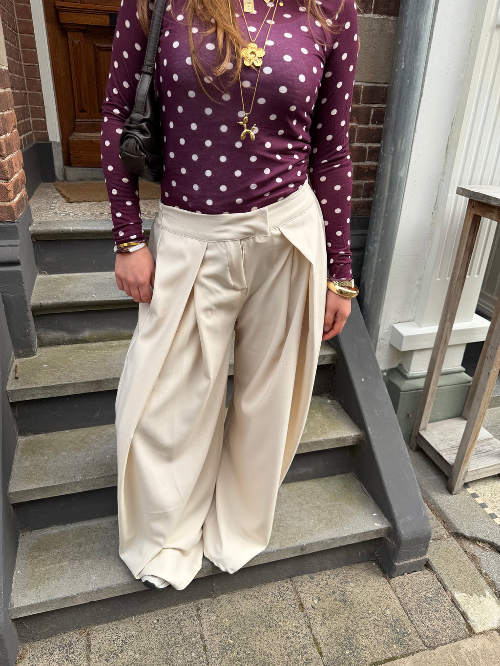 Jip wide pantalon - creme