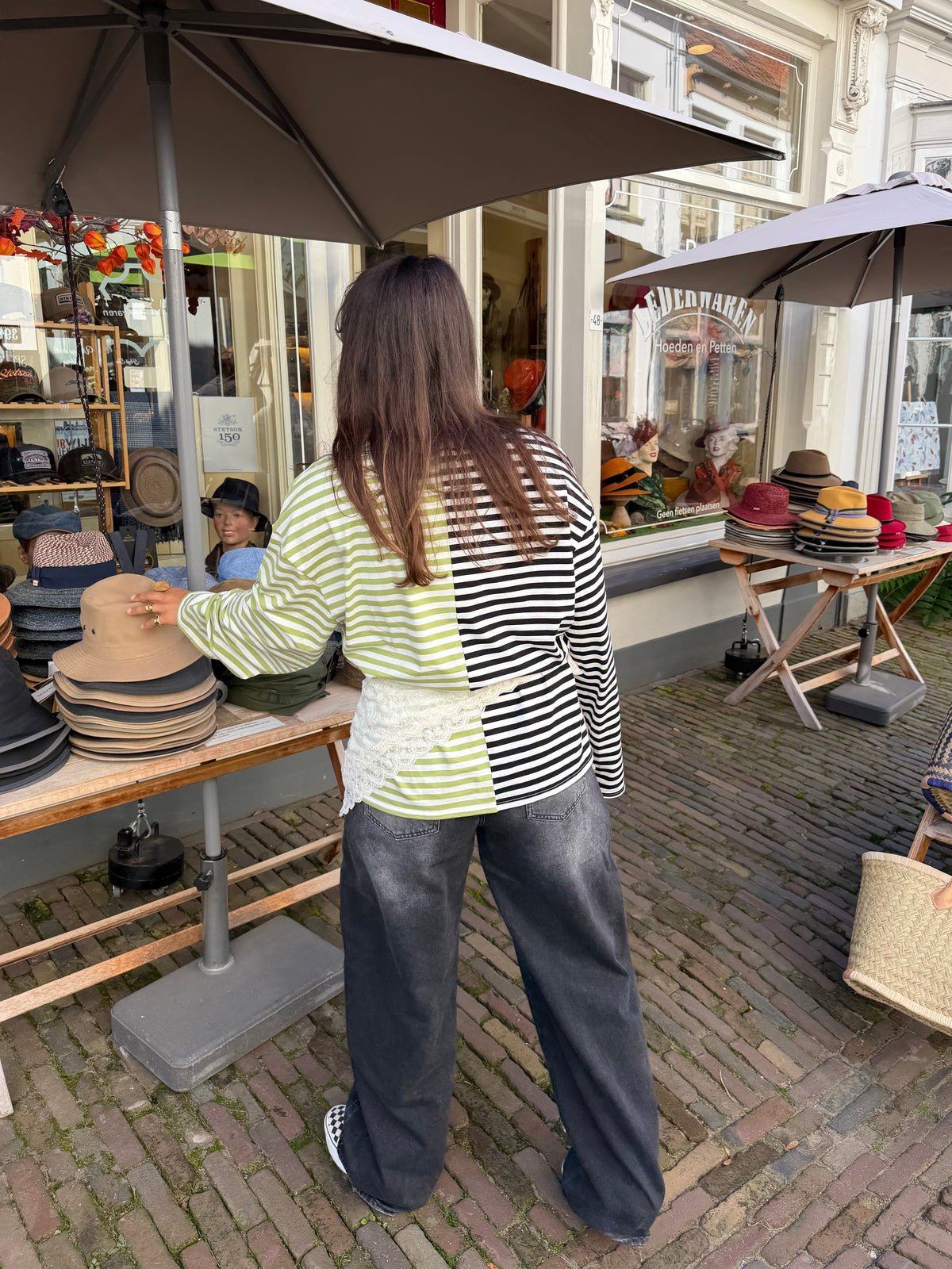 Oversized striped longsleeve - groen