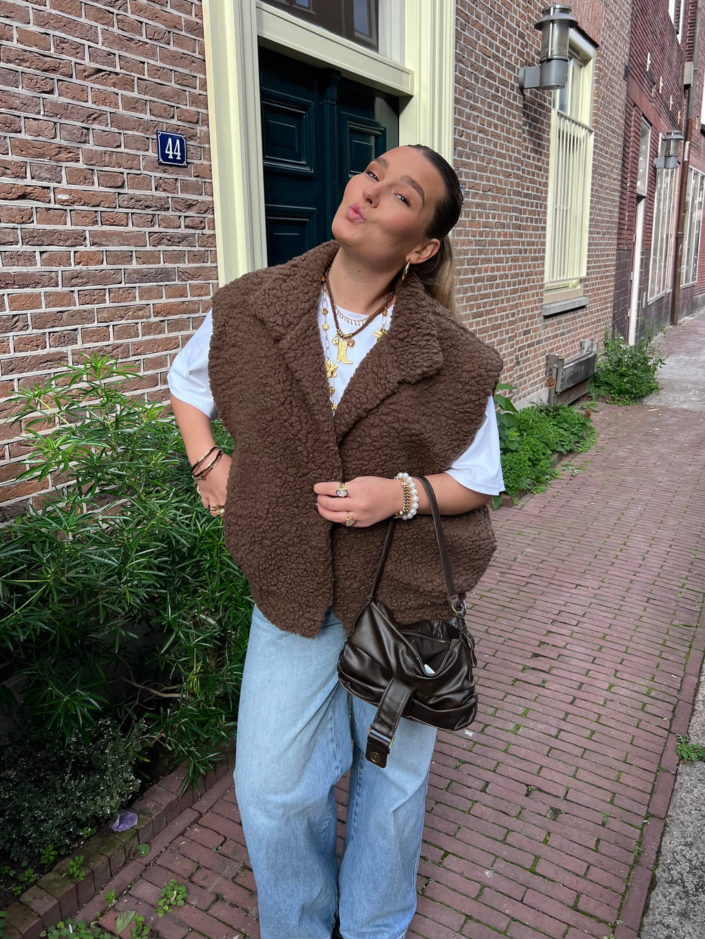 Pre-loved | Lovi teddy gilet - bruin