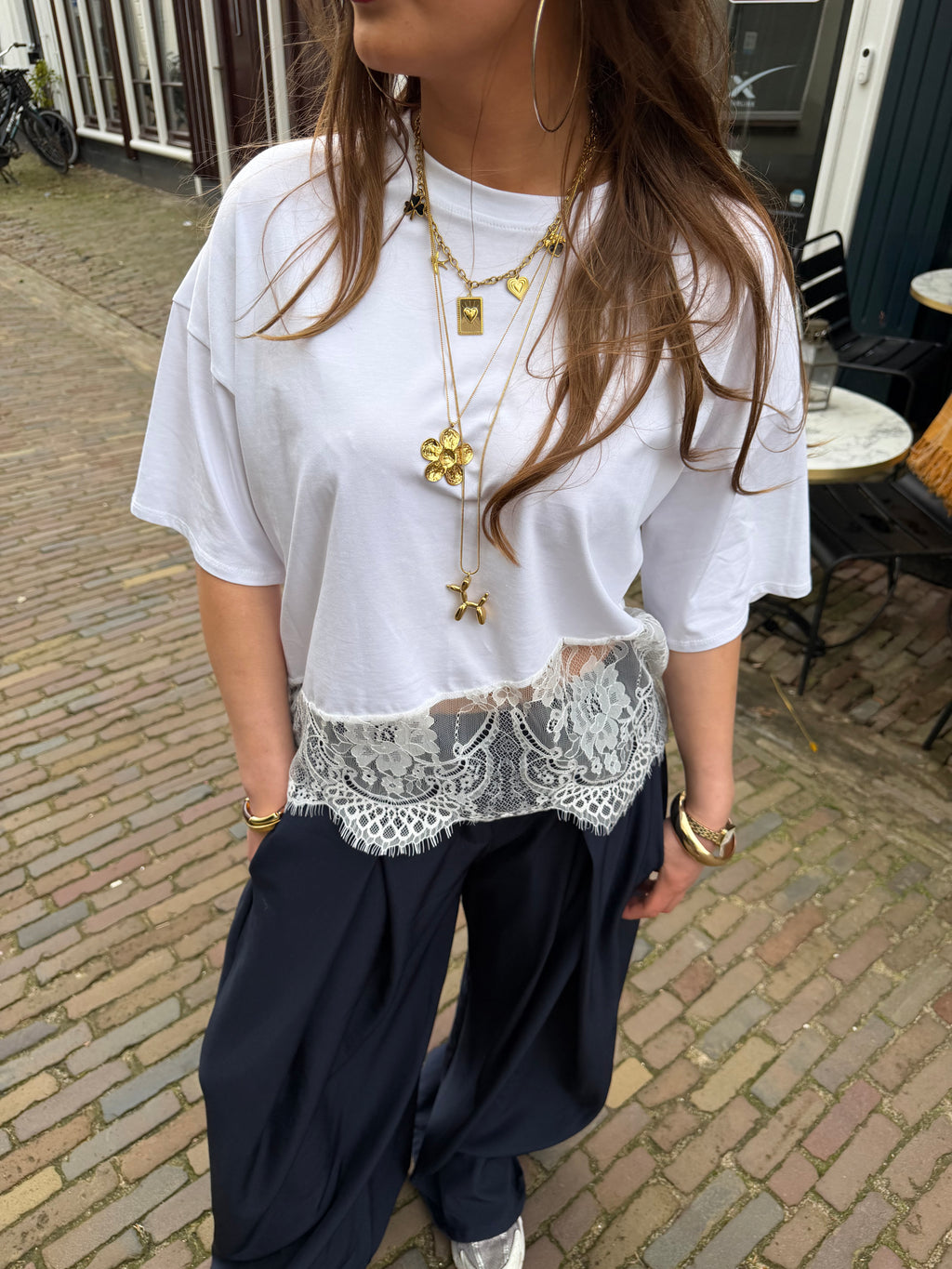 Lace t shirt - wit