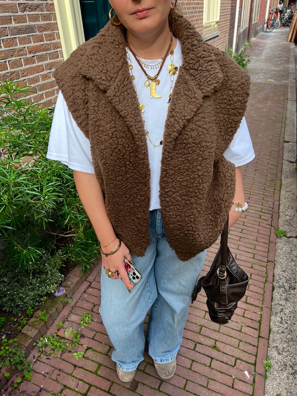Pre-loved | Lovi teddy gilet - bruin