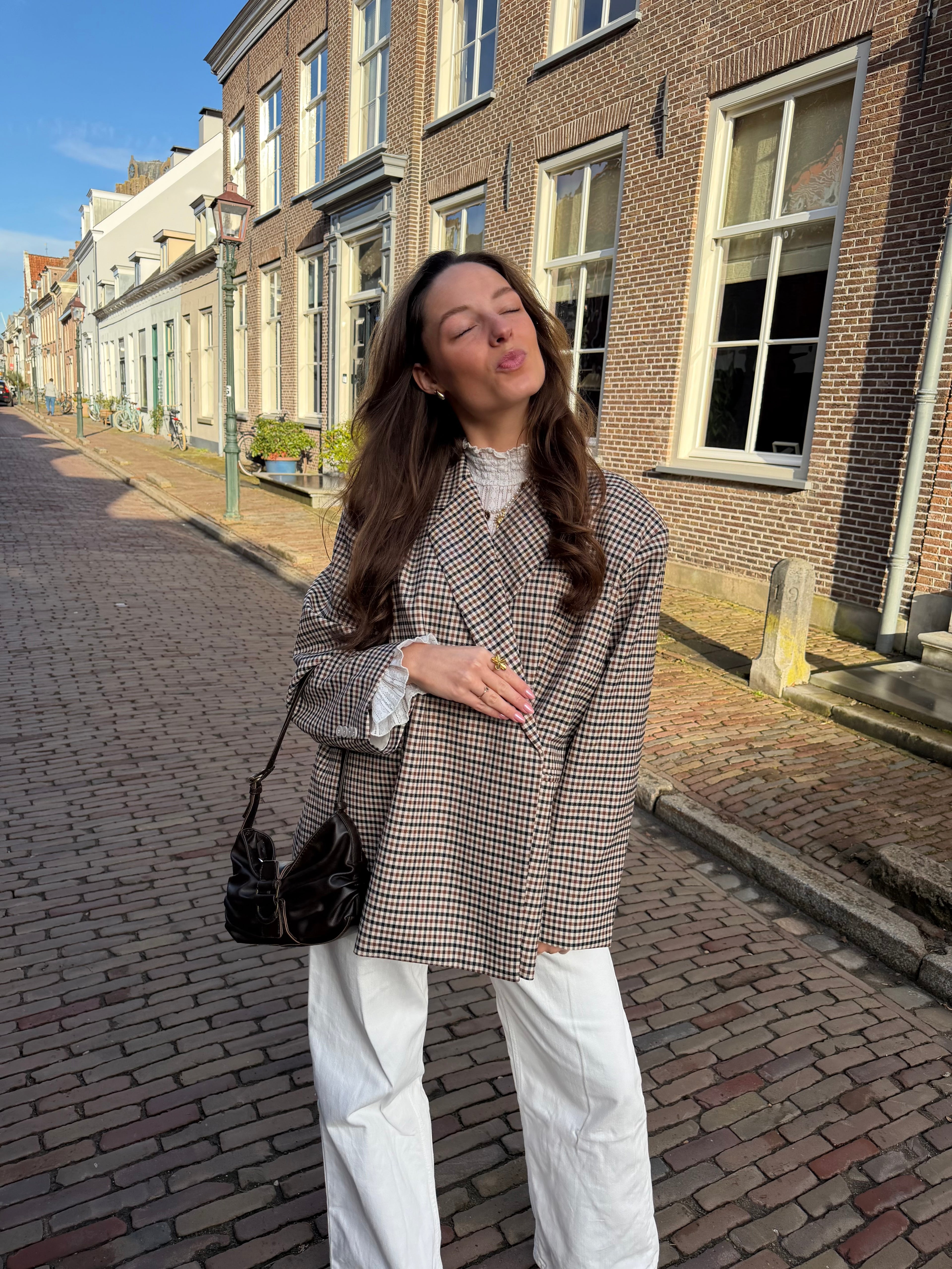 Boxy oversized blazer - geruit