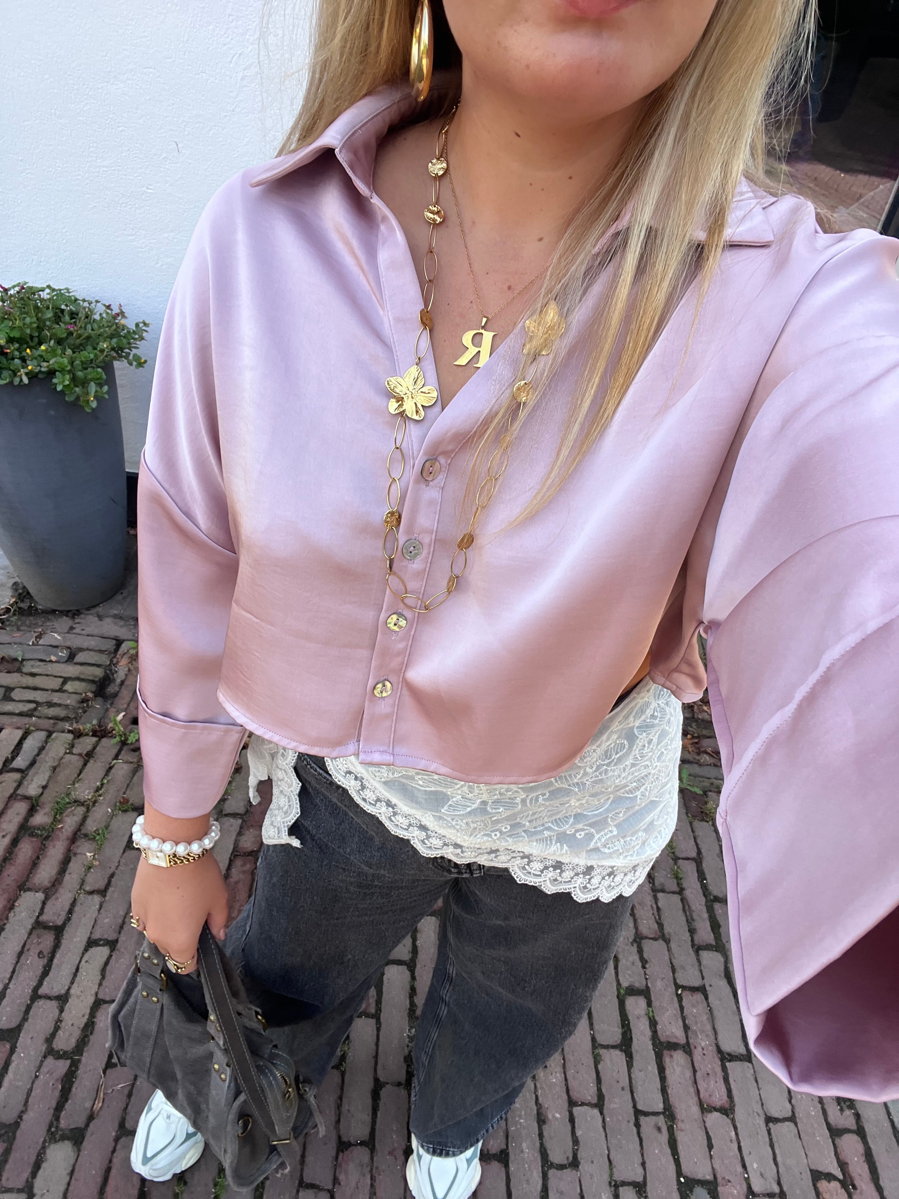 Soleil Satin top - roze