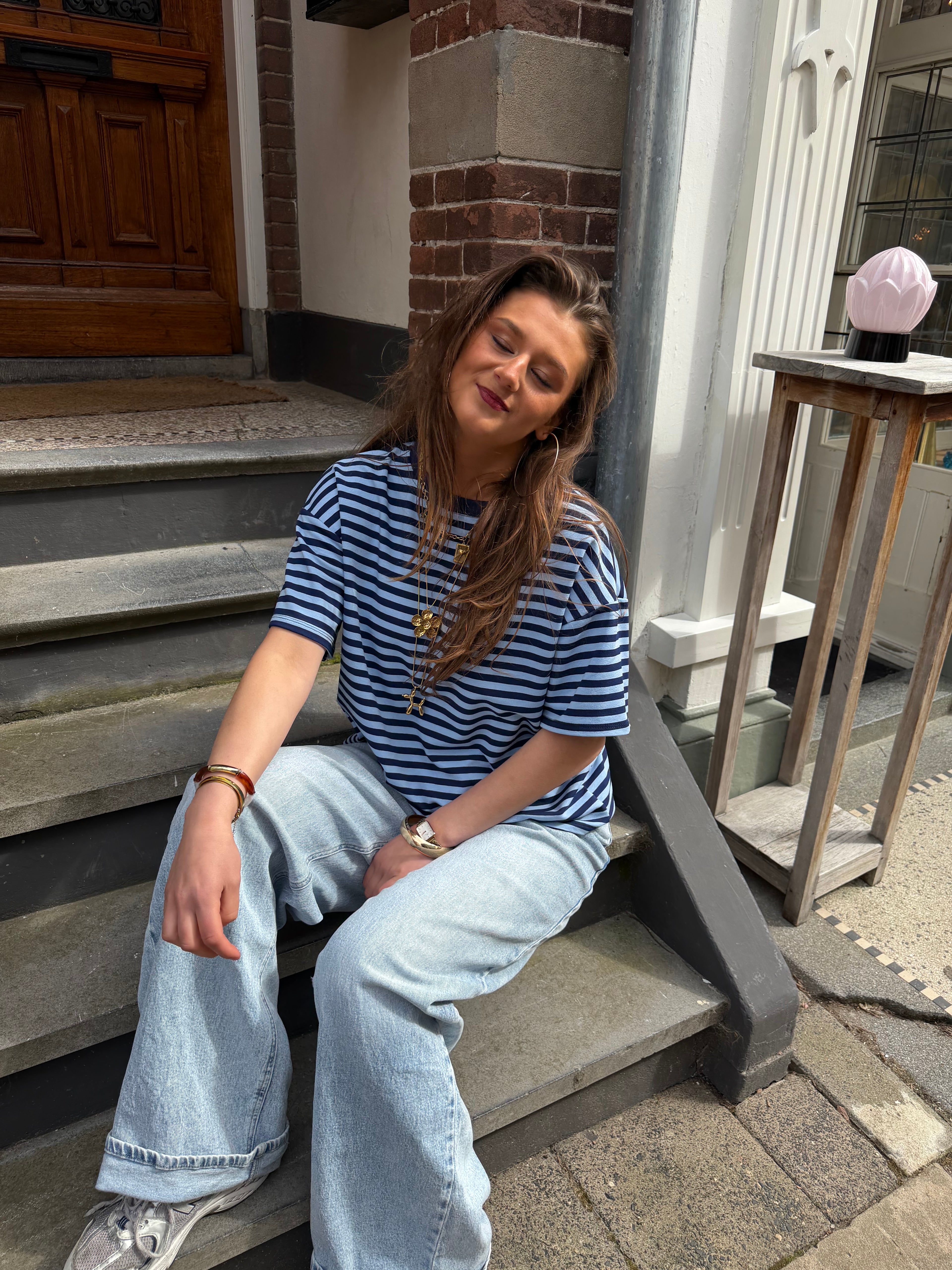 Pip striped t shirt - navy/blauw