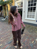 Eme striped top - bordeaux/creme