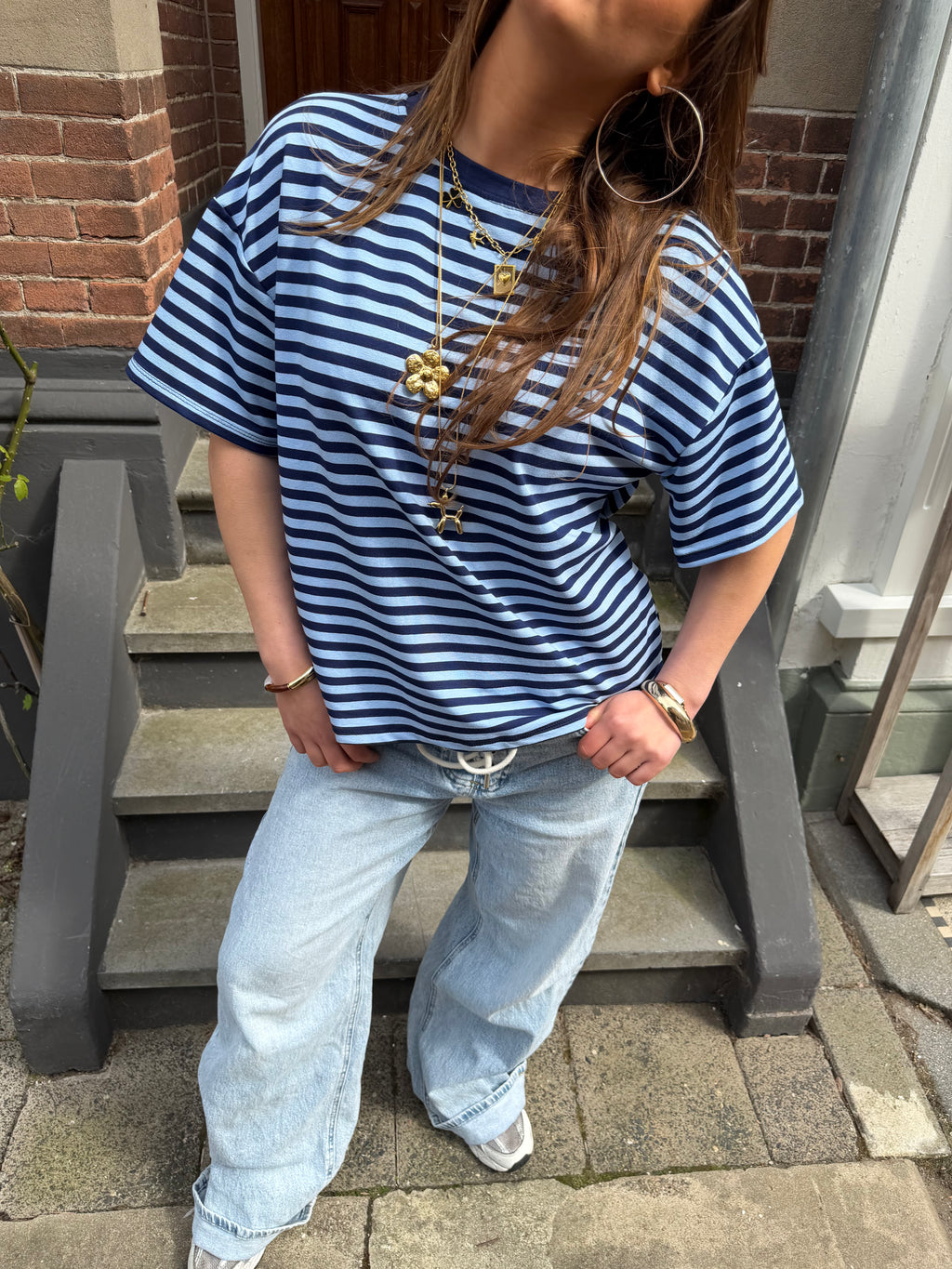 Pip striped t shirt - navy/blauw