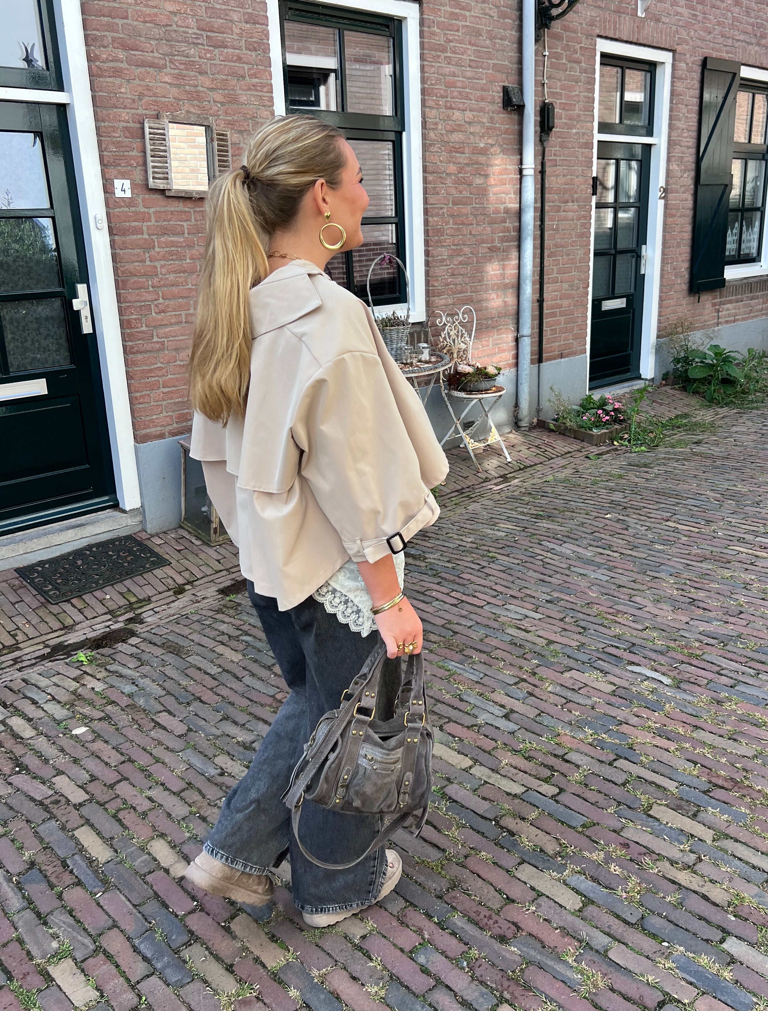 Ayla cropped trenchcoat - beige