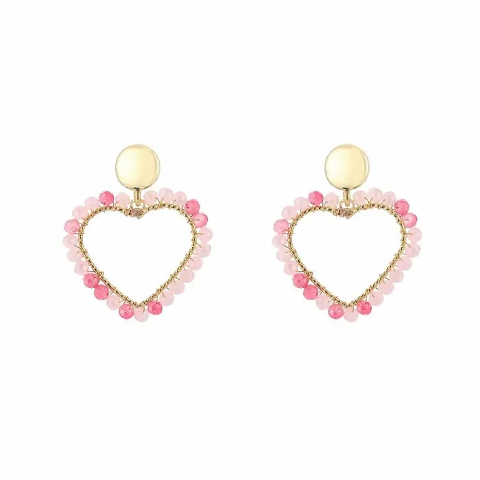 Love beads oorbellen - Roze