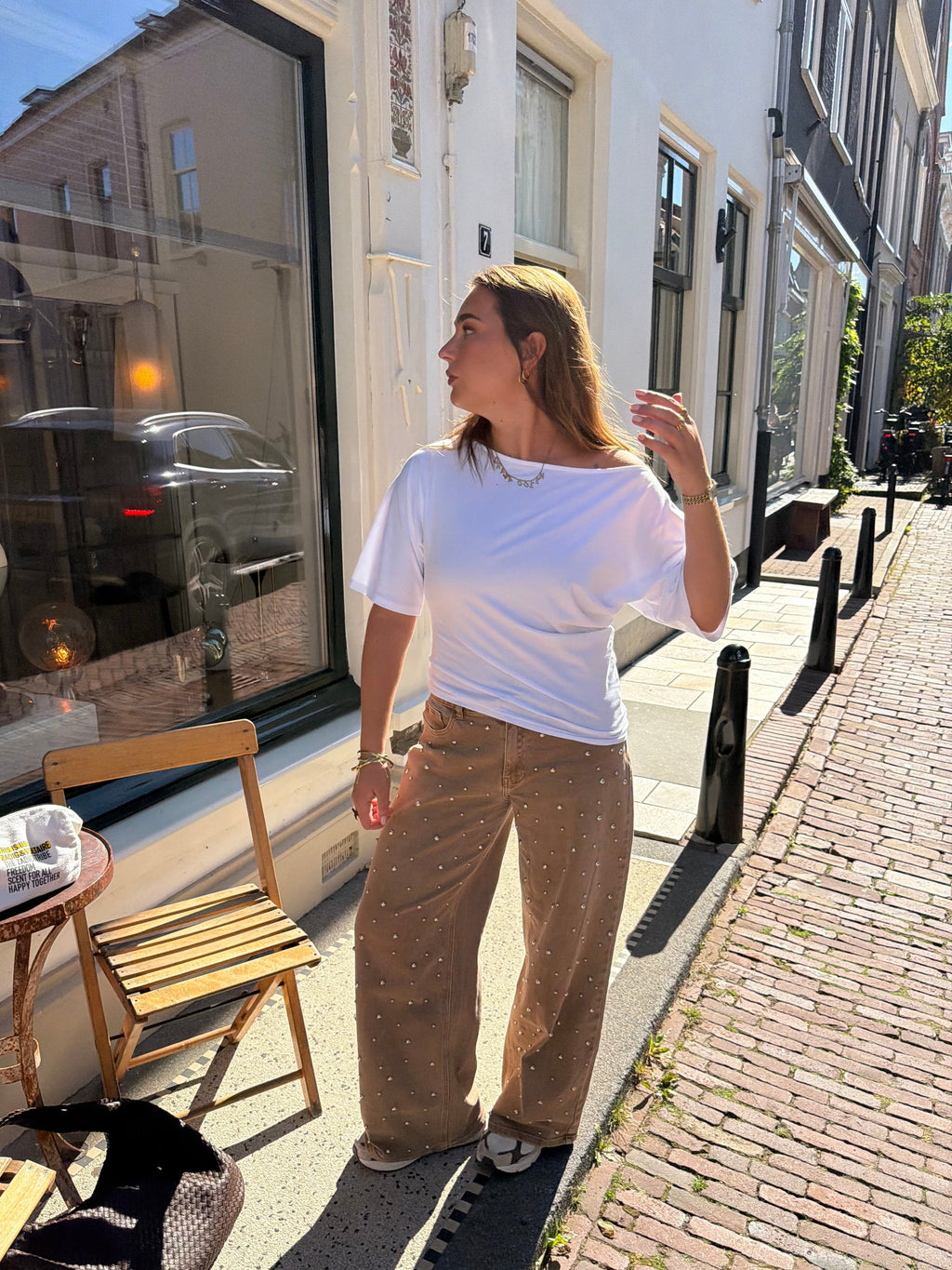 Lola off-shoulder top - wit
