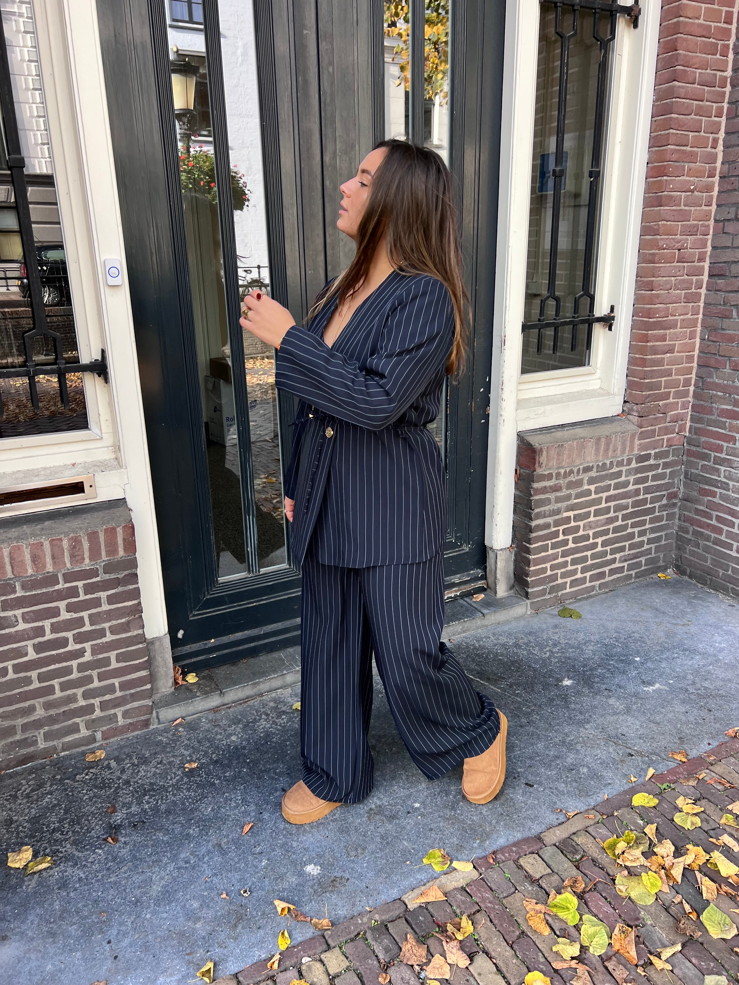 Florence striped blazer - marineblauw