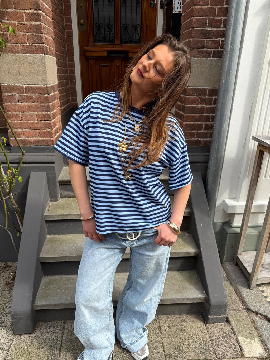 Pip striped t shirt - navy/blauw
