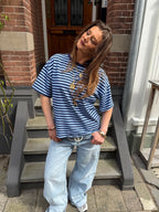 Pip striped t shirt - navy/blauw