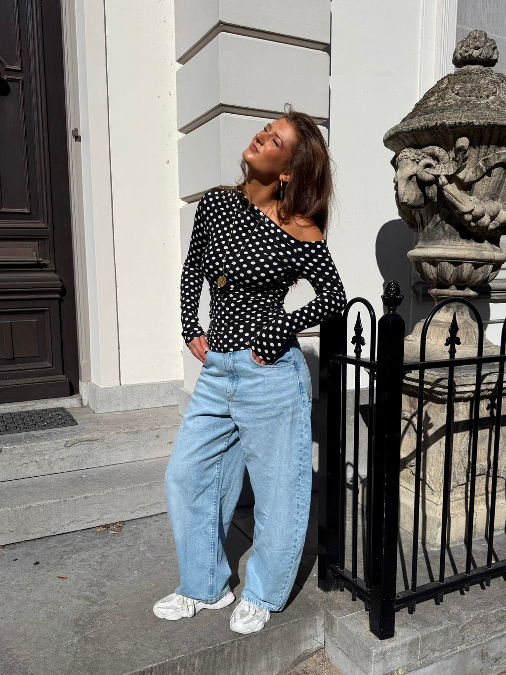 Livia off-shoulder top - polkadot