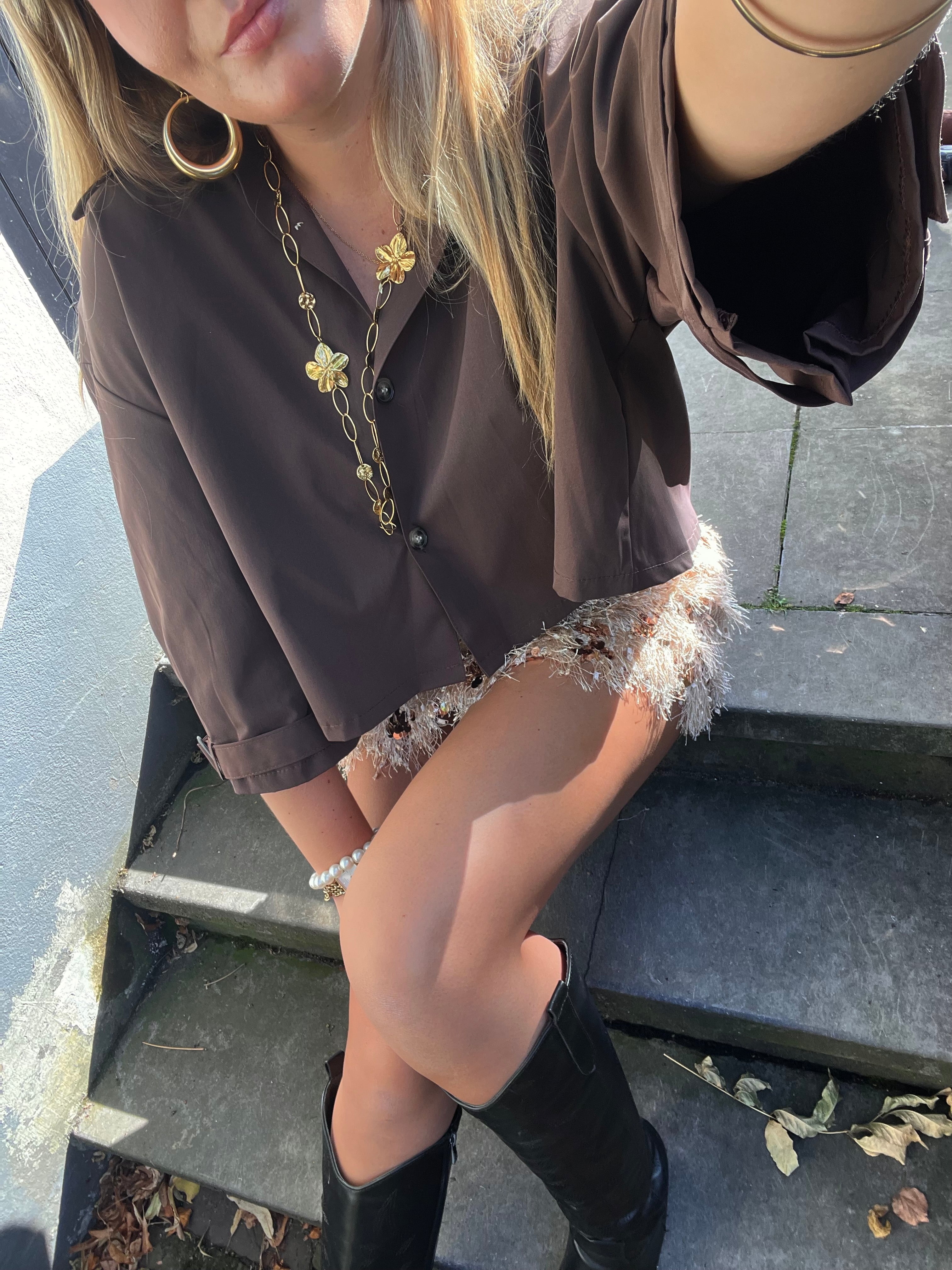 Ayla cropped trenchcoat - bruin