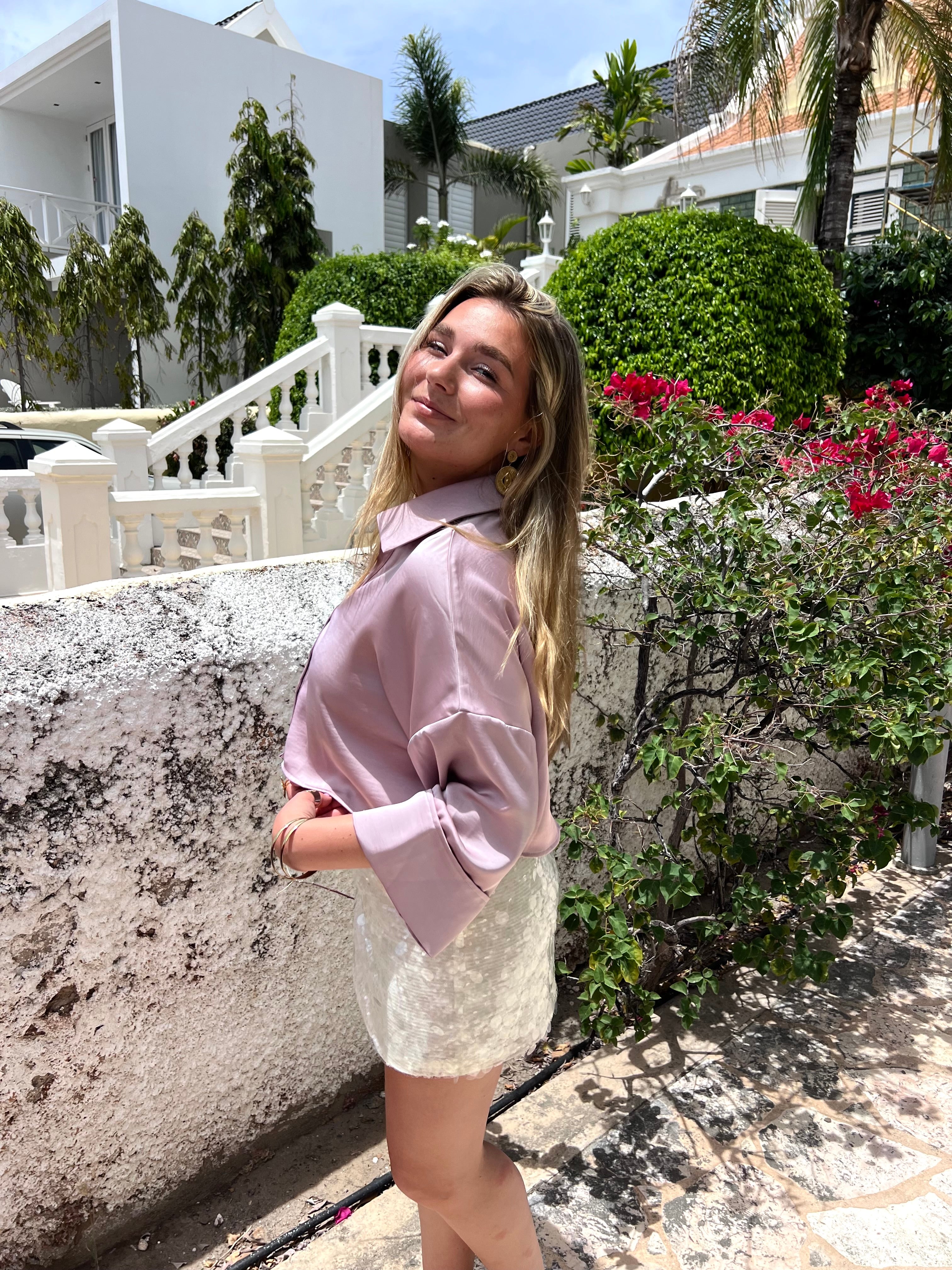 Soleil Satin top - roze