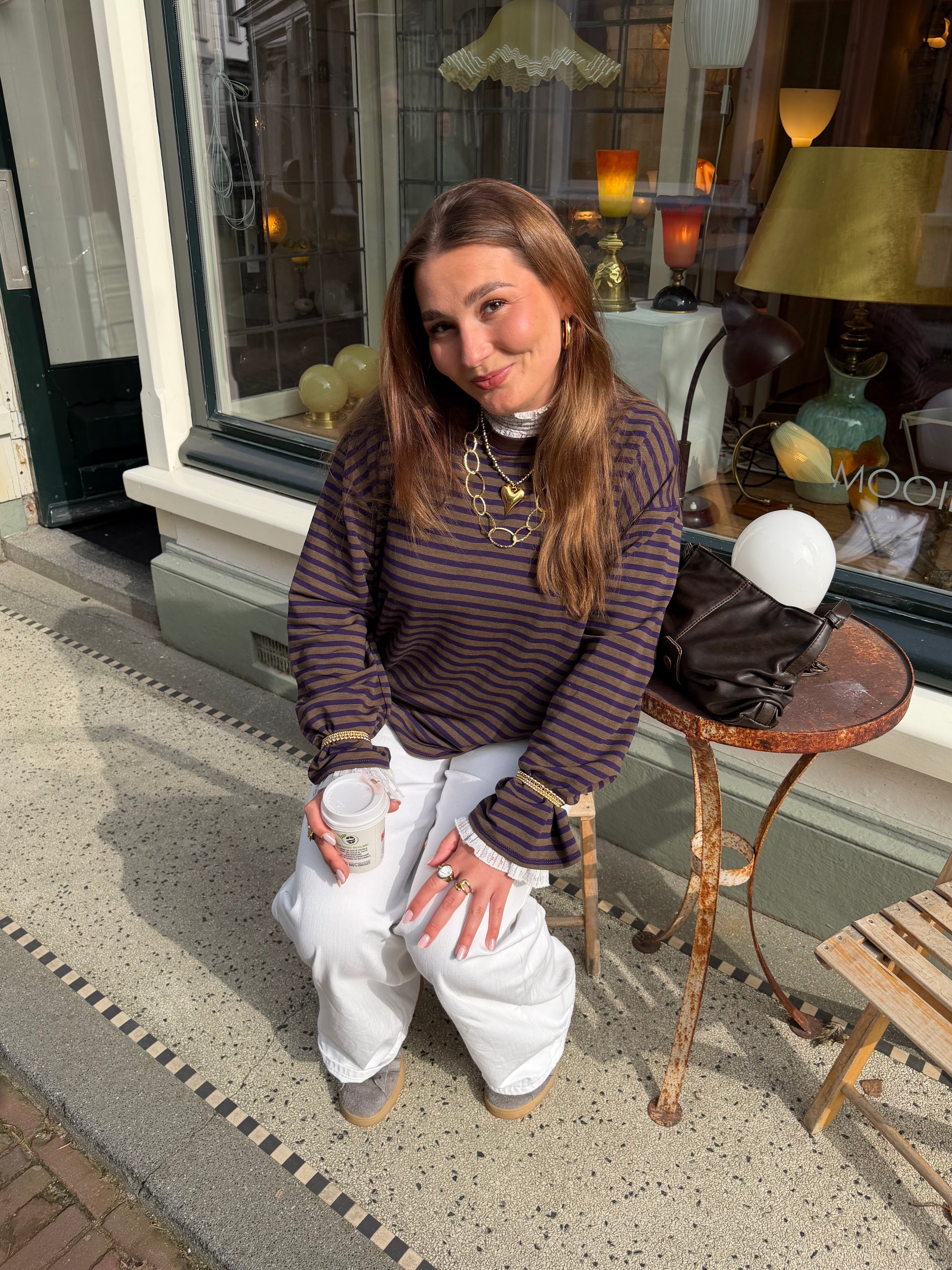 Eme striped top - bruin/navy