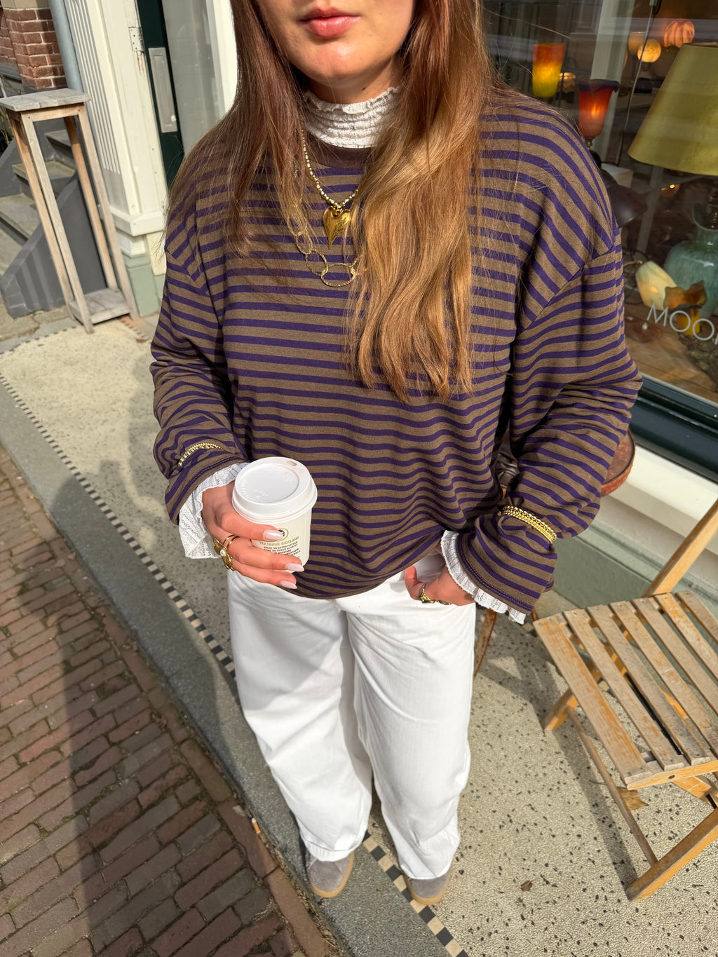 Eme striped top - bruin/navy