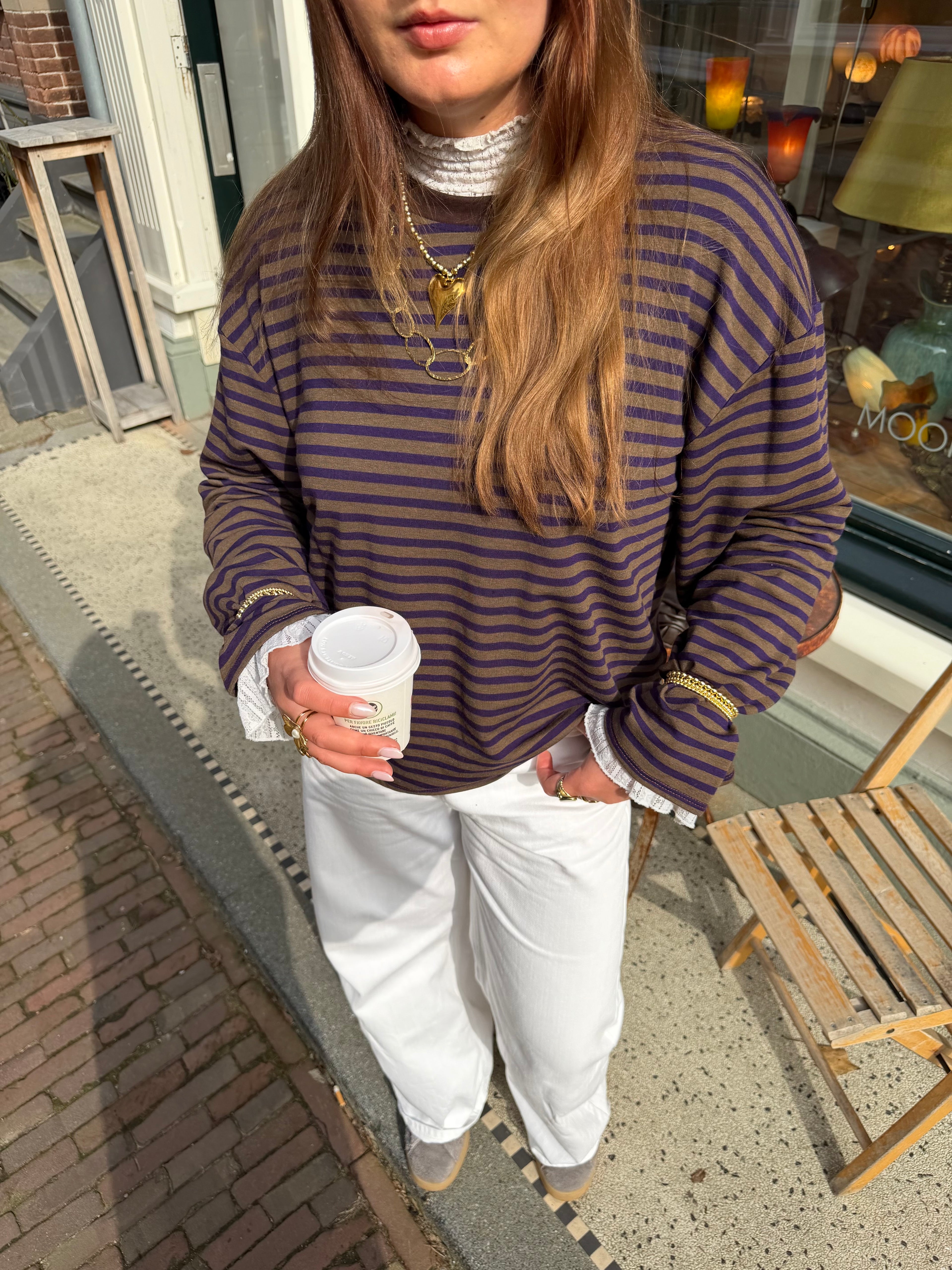 Eme striped top - bruin/navy