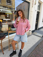 Lou striped top + broche