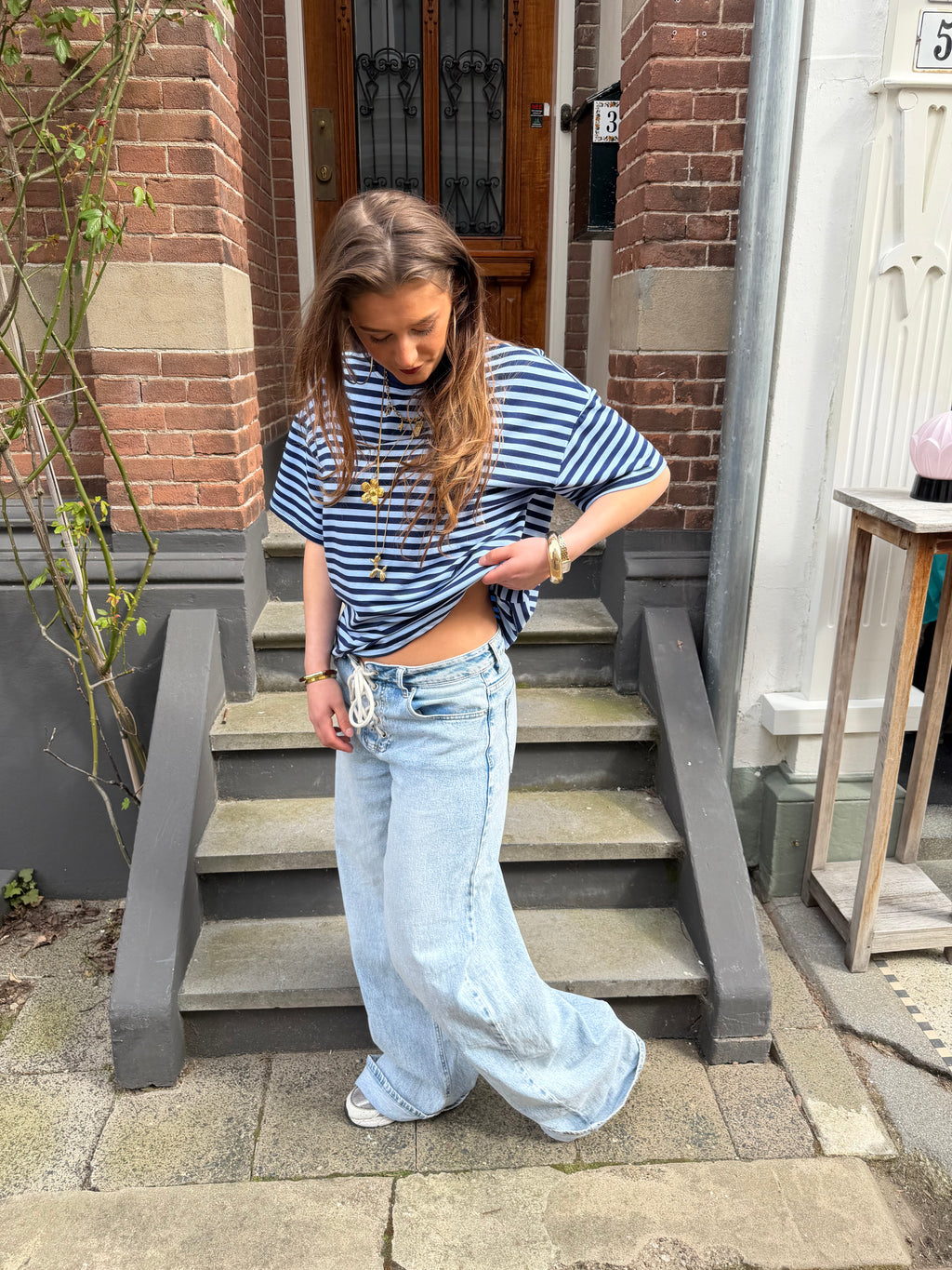 Pip striped t shirt - navy/blauw
